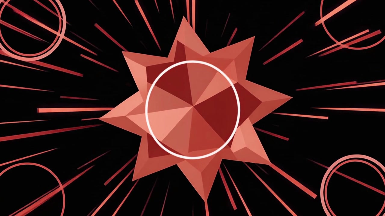 Abstract Geometric Star Animation with Radial Light Streaks