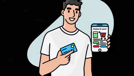 man shopping online with credit card and smartphone