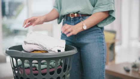 Laundry,-hands-and-woman-packing-clothes