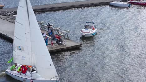 sailing and motorboat activity on a lake