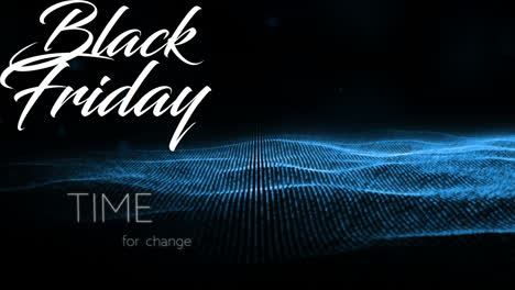 animación del viernes negro y el tiempo para el cambio en brillo azul sobre fondo negro