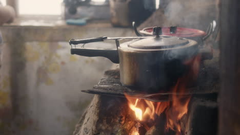 deleite culinario como una mujer cocina magistralmente con una olla