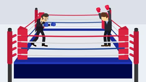 la batalla del hombre de negocios en guantes de boxeo. concepto de competencia de negocios. ilustración de bucle en estilo plano.