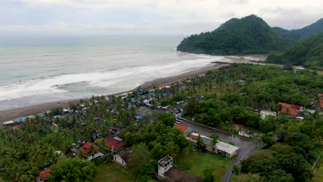 suwuk beach in kebumen, indonesia. aerial forward