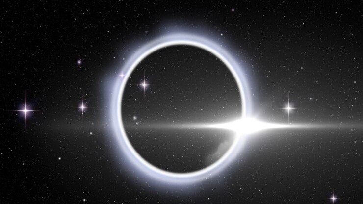 Animation of neon circle over black background with lights