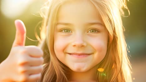 una niña dando un pulgar con la mano