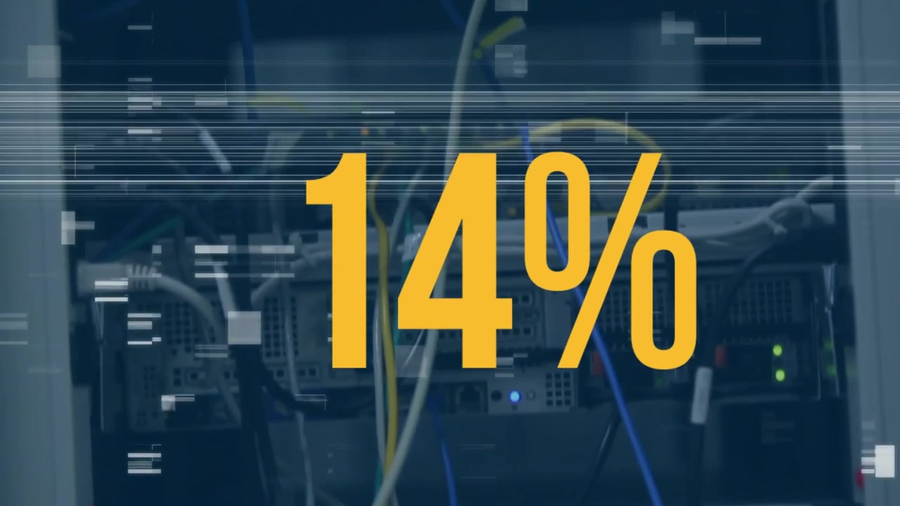Animation of countdown and interference over server room