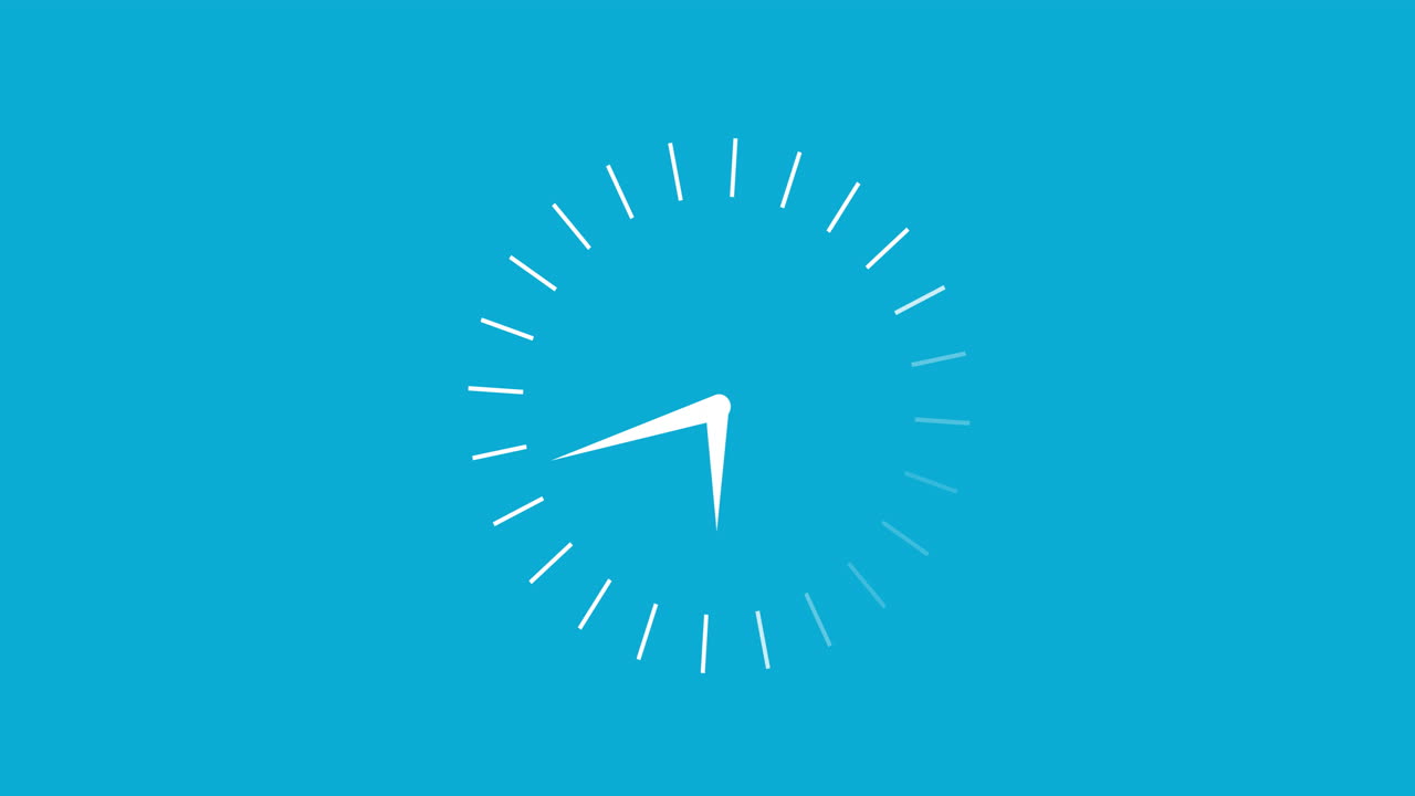 Animation of clock moving over blue background
