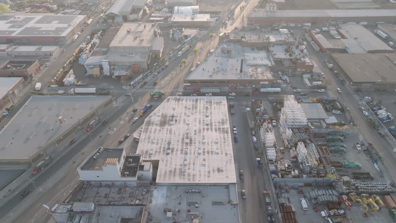 Aerial view of an industrial section of Brooklyn. Shot in New York City.