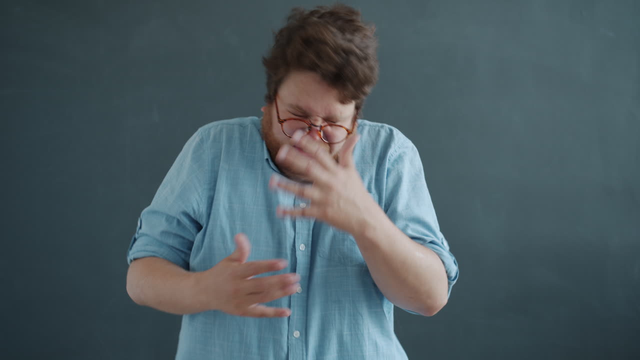 Man Yawning and Surprised