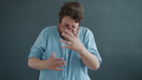 man yawning and surprised