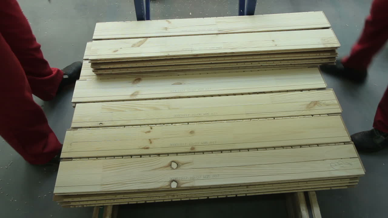 Parquet Production Workshop. Manufacture of flooring, parquet processing