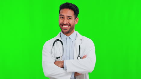 Healthcare,-green-screen-and-a-doctor-man-arms