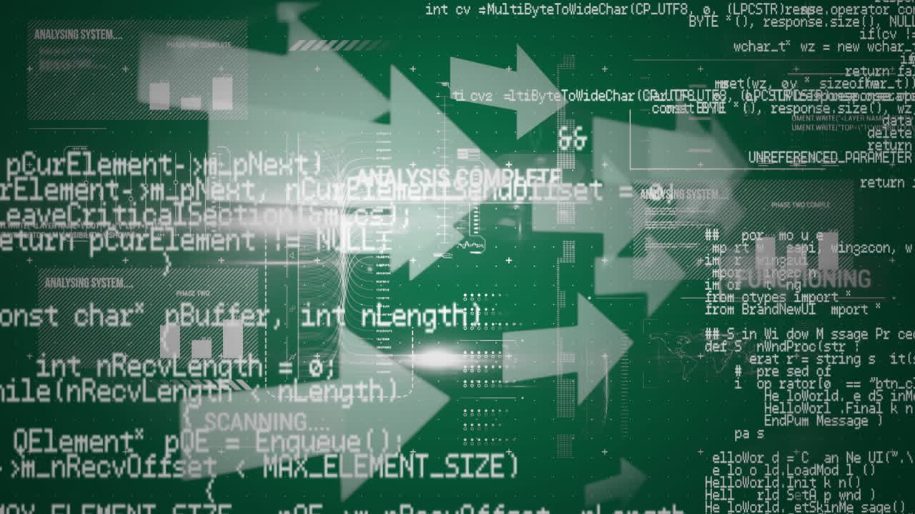 pfeile nach rechts mit diagrammen und daten auf grünem hintergrund