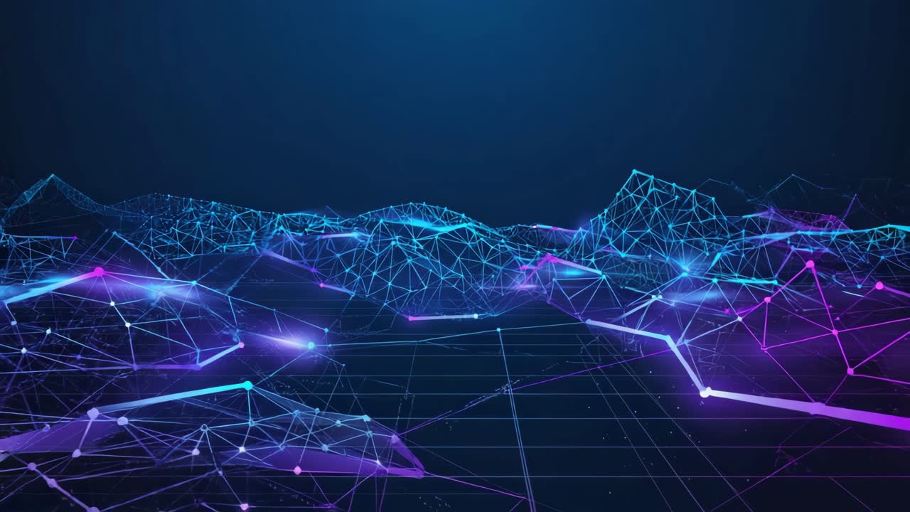 Abstract Digital Network Landscape with Connected Lines and Dots
