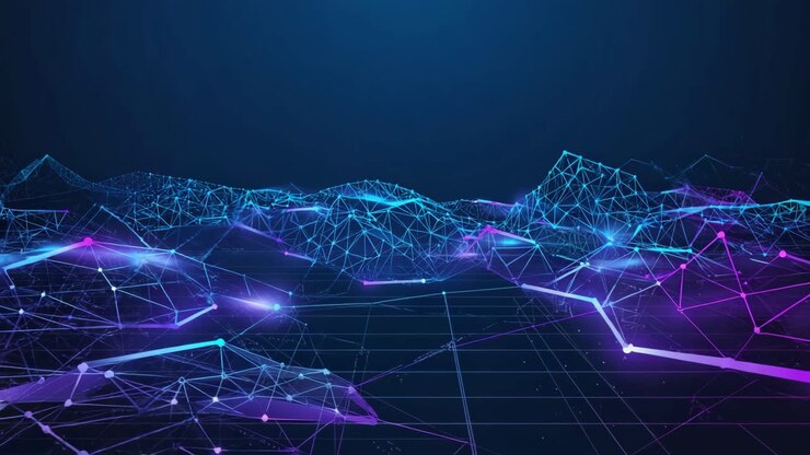 Paesaggio di rete digitale astratto con linee e punti connessi