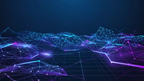abstract digital network landscape with connected lines and dots