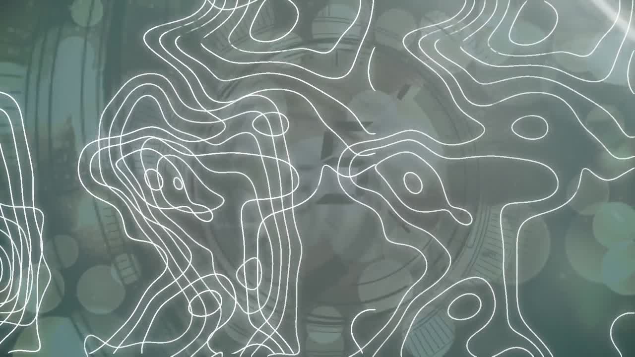 animación de líneas blancas del mapa y escaneo de alcance
