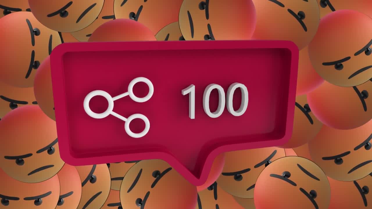 ⁇ 어 아이콘과 함께 증가하는 숫자 짜증나는 얼굴 이모티콘 이동