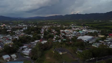 aerial-footage-of-Gurabo,-Puerto-Rico-Island-during-sunset