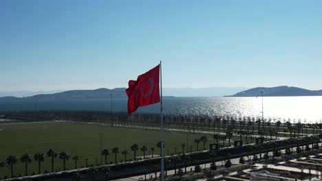 turkish flag in coastline