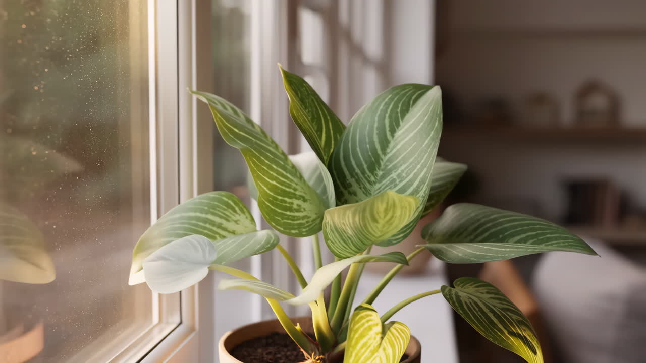 Potted Houseplant by a Sunny Window