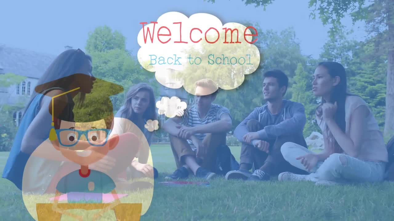 학생들을 대상으로 학교로 돌아오는 것을 환영하는 애니메이션