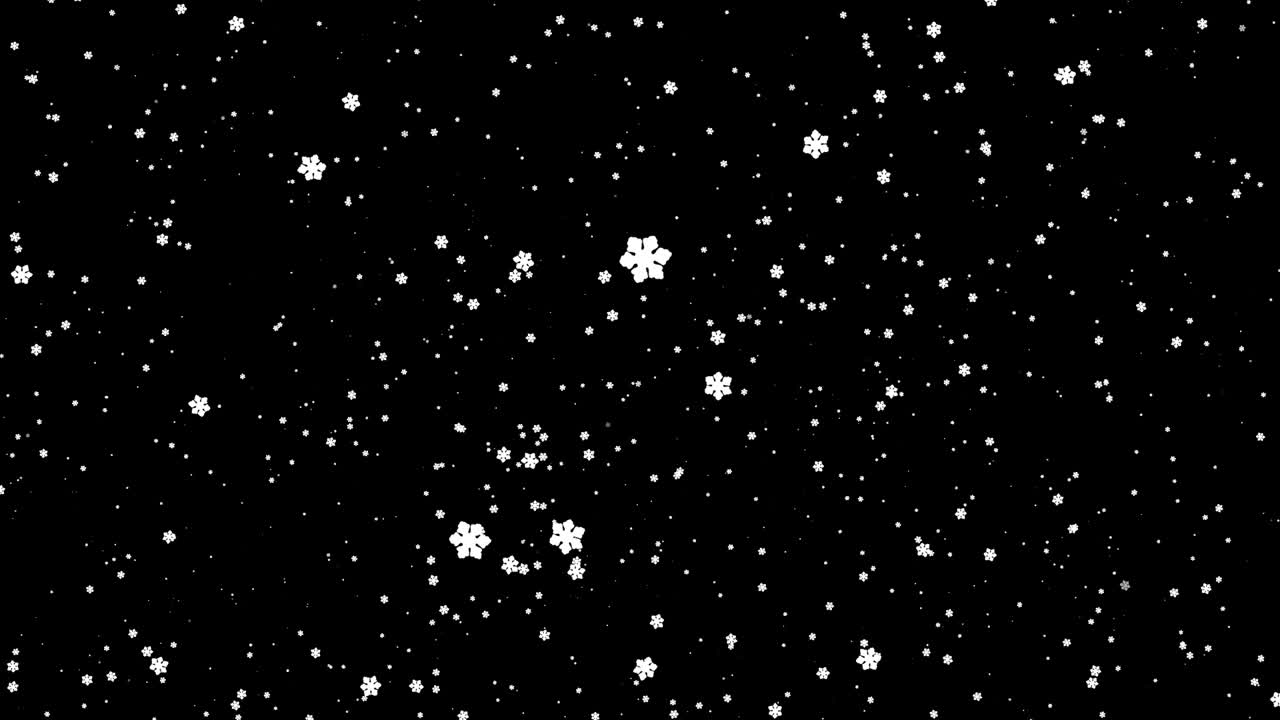 Small snowflakes, real snow isolated for insertion into a winter project, snowflakes on a black background in 4k