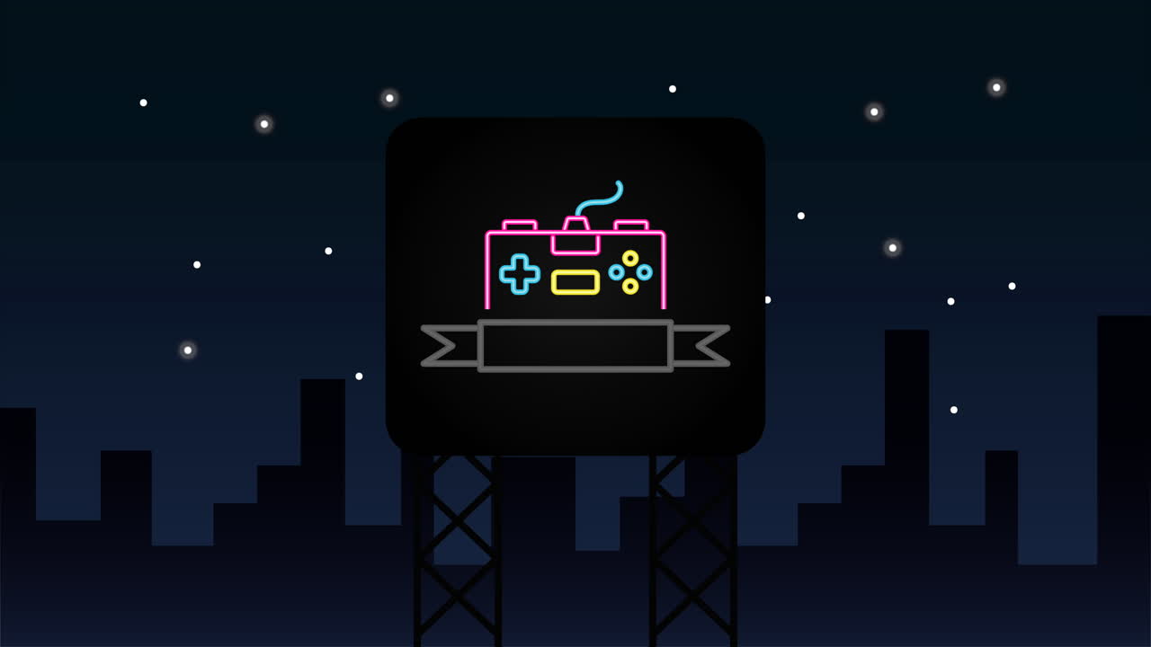 pared con luz de neón para el control de videojuegos