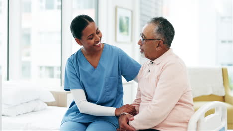 caregiver, support and senior man with nurse