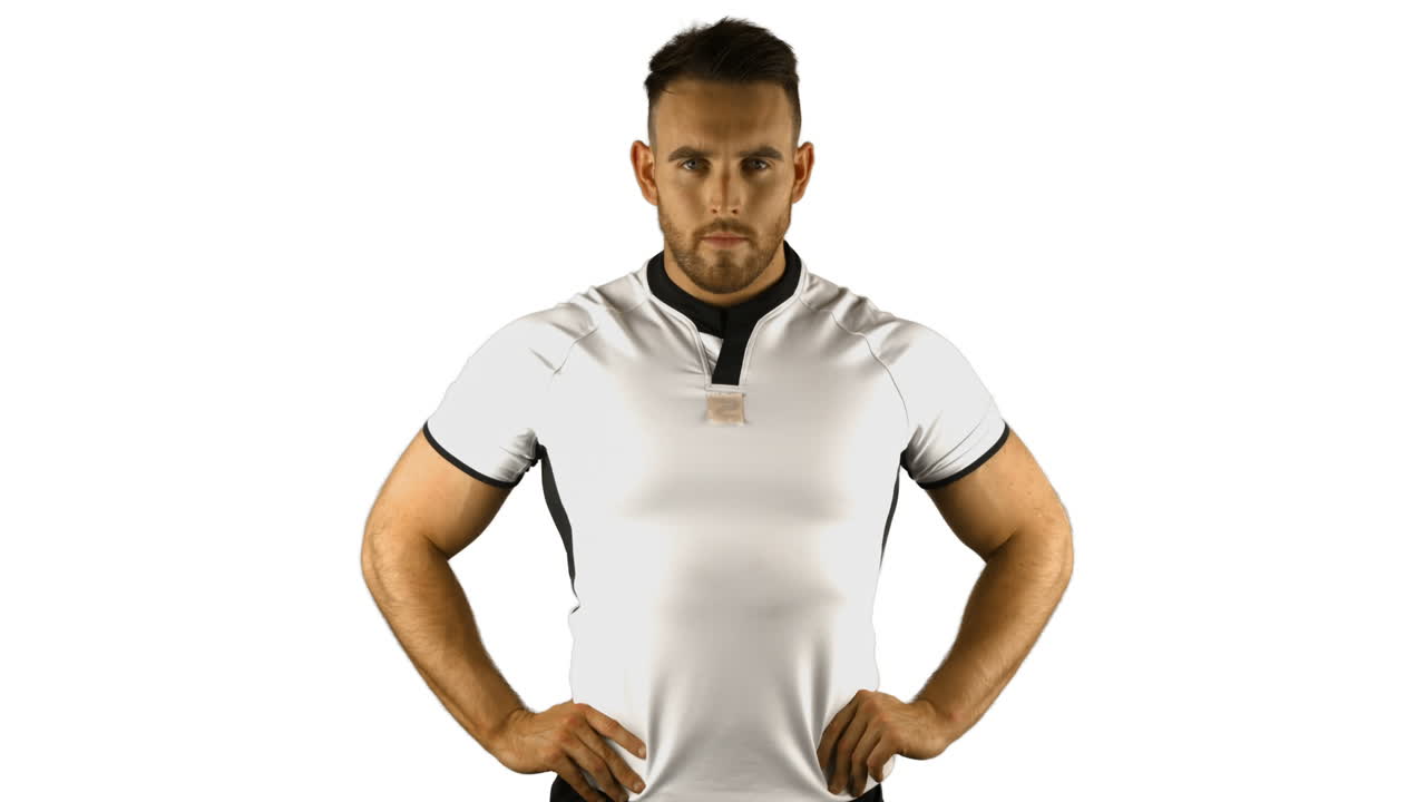 retrato serio de un hombre de rugby