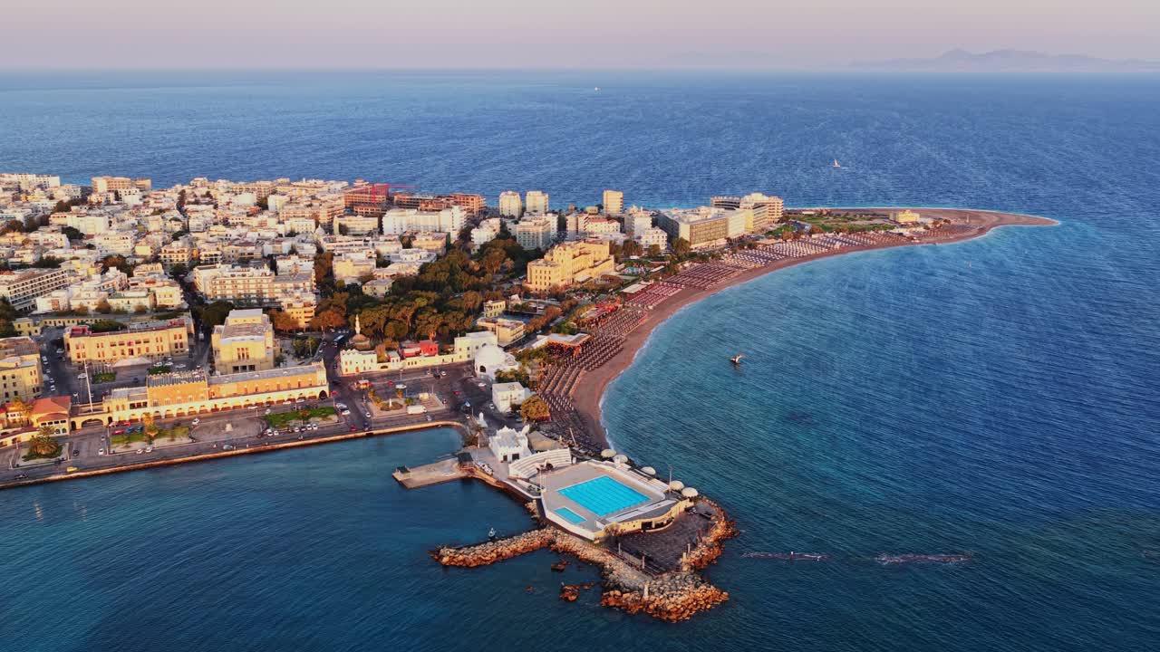 Aerial View of Rhodes City Coastline