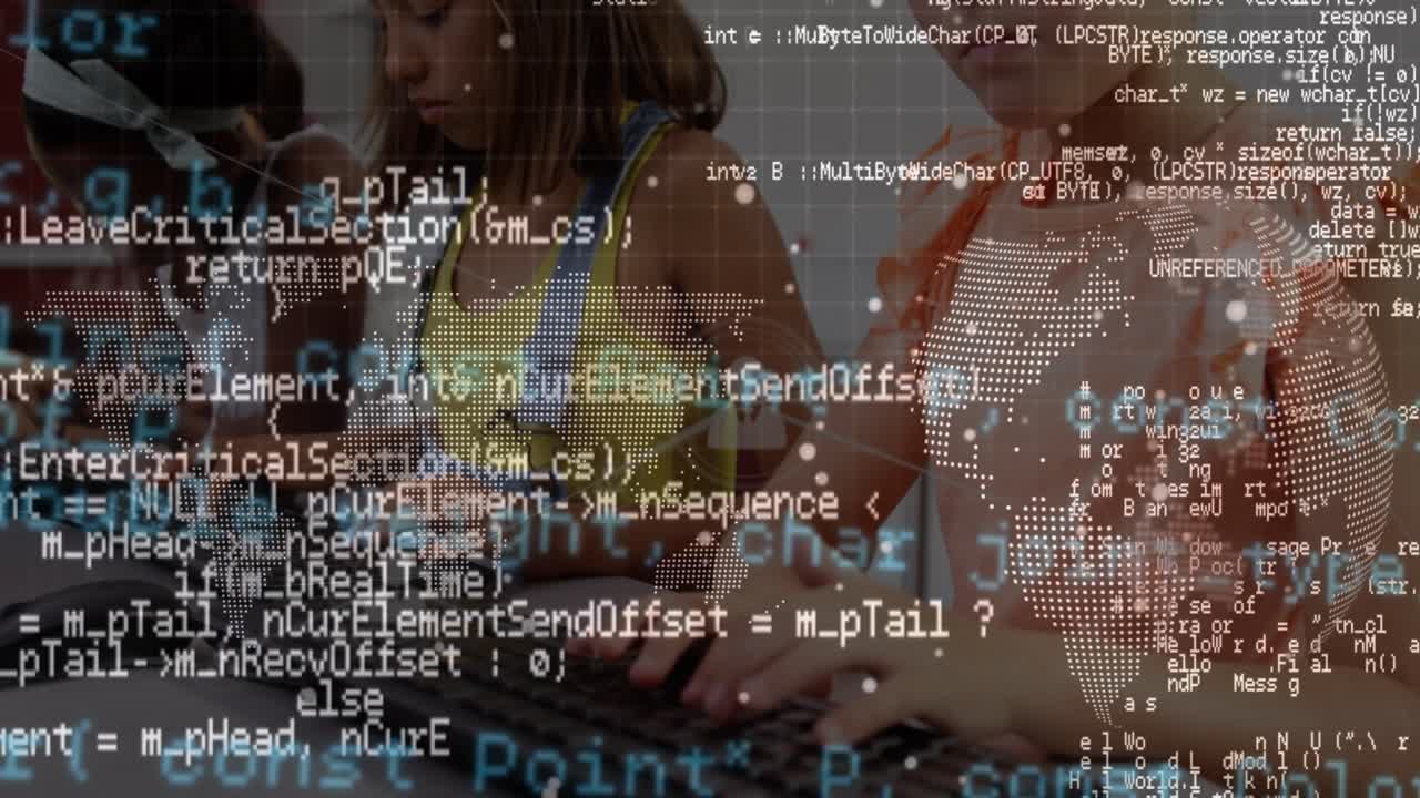 Animation of data processing over cityscape