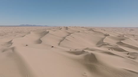 Endless-Expanse-of-Sand,-Desert-Dunes-on-Sunny-Day-Seen-by-Aerial-Drone