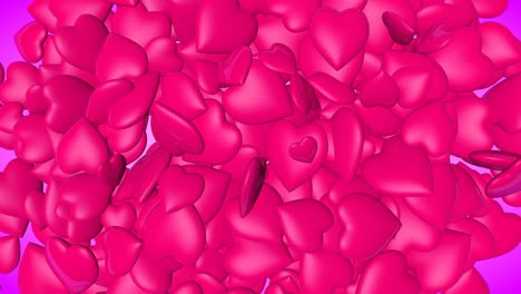 falling 3d heart from upside valentines day background, beautiful heart rain.