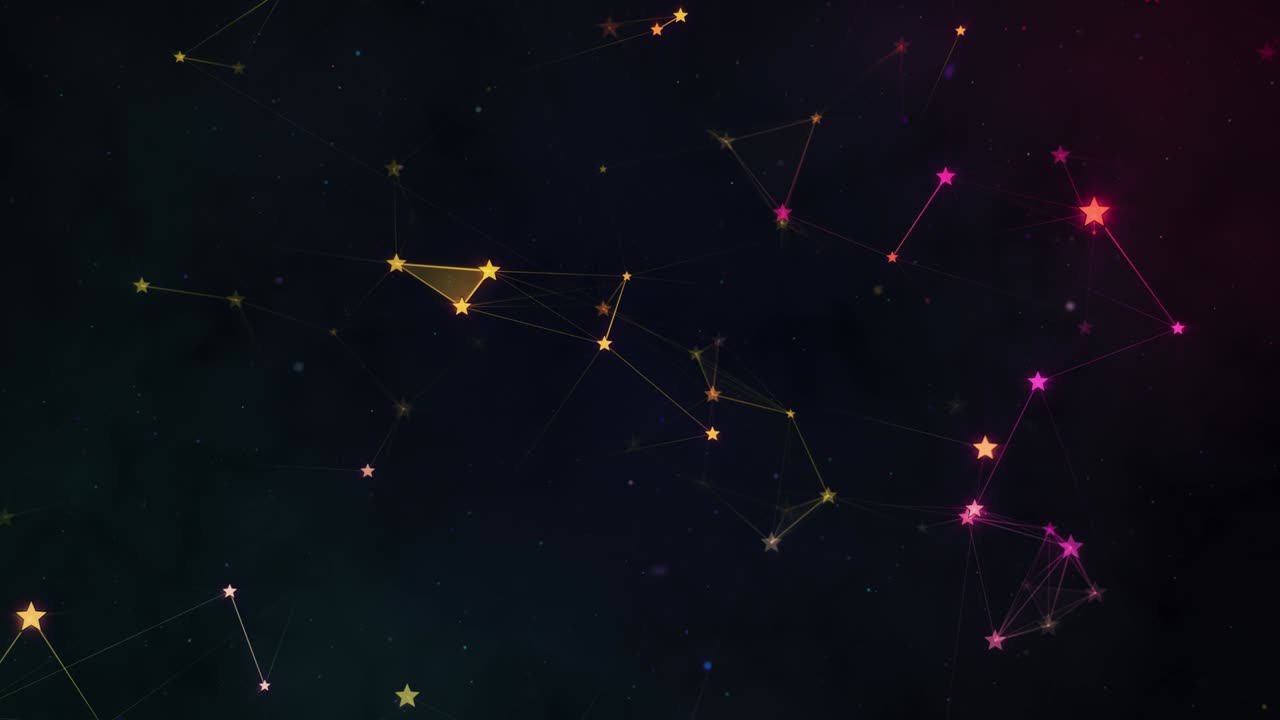 las constelaciones de estrellas brillantes y rotativas multicolores