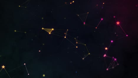 las constelaciones de estrellas brillantes y rotativas multicolores