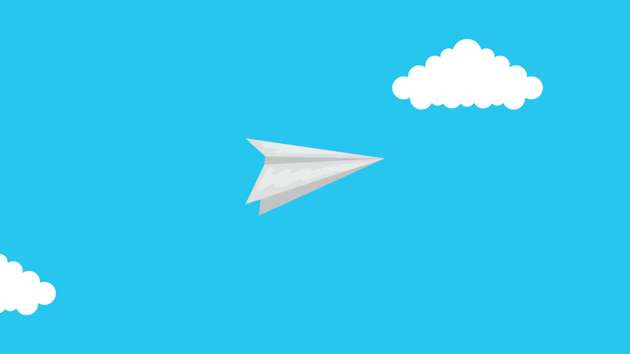 animación de juguete volador de avión de papel