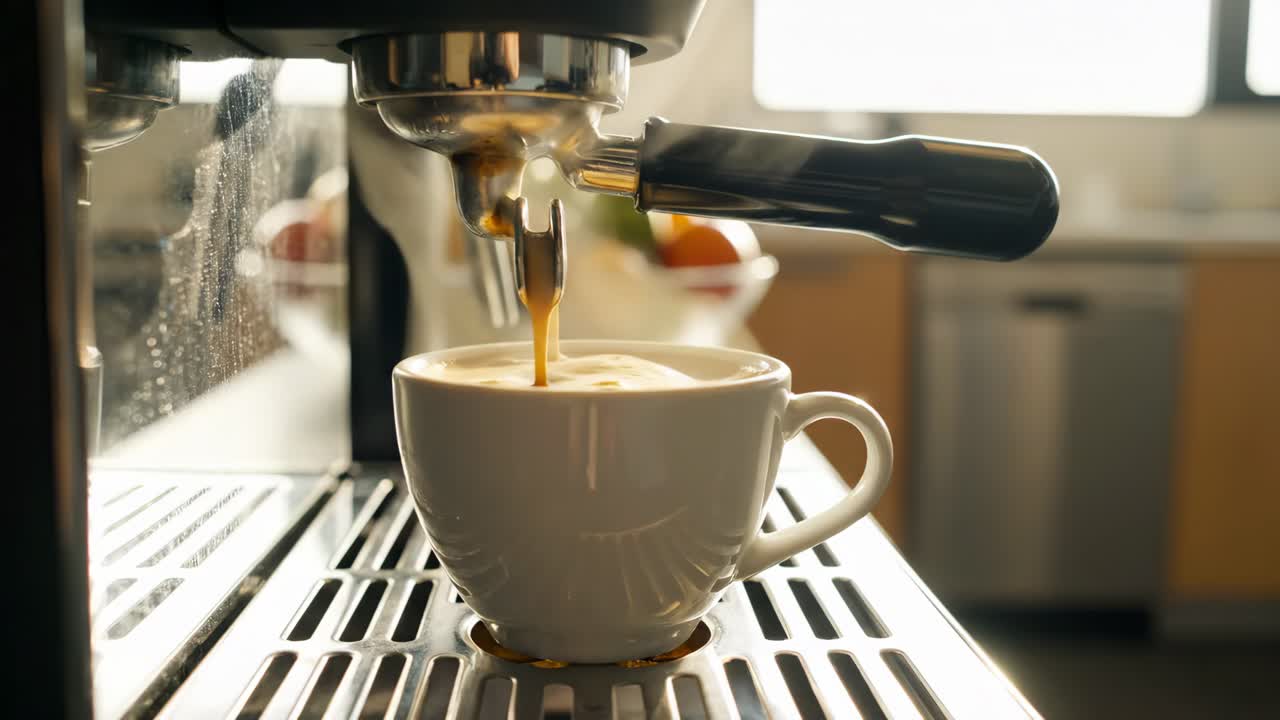 Espresso being made in a kitchen