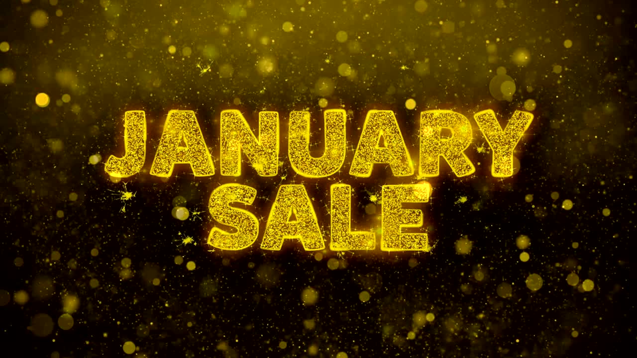1 월 판매 문서 골든 글리터 반이는 입자 애니메이션