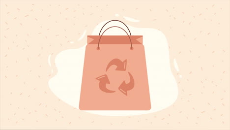 ecology shopping bag with recycle arrows animation