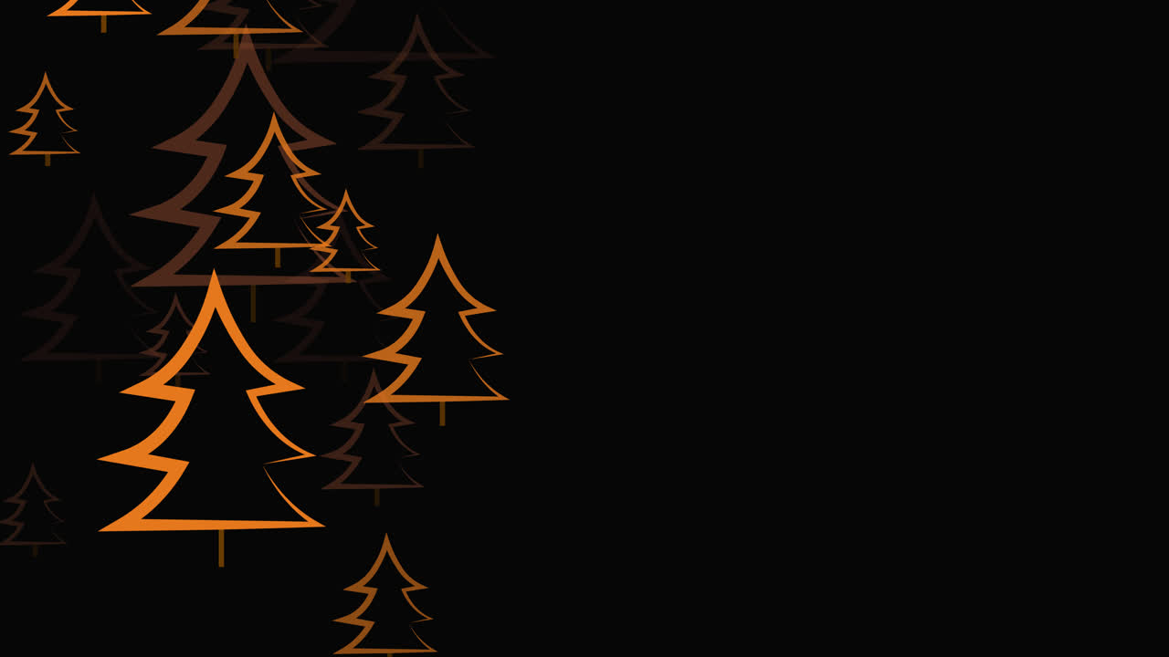 animación de árbol de navidad patrón naranja y espacio de copia en fondo negro