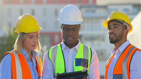 Engineering,-tablet-and-group-of-people-planning