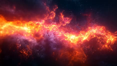 vivid cosmic scenery featuring fiery clouds and glowing light