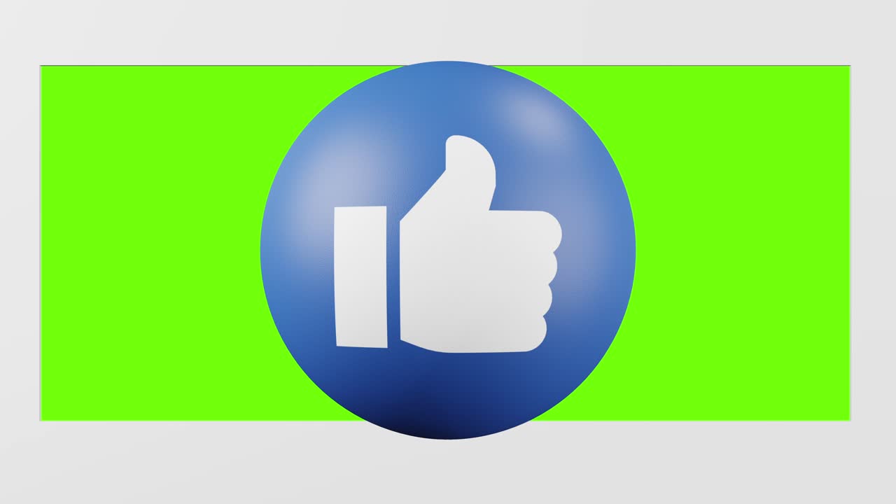Facebook like emoji reaction button with 3D effect overlay, green screen