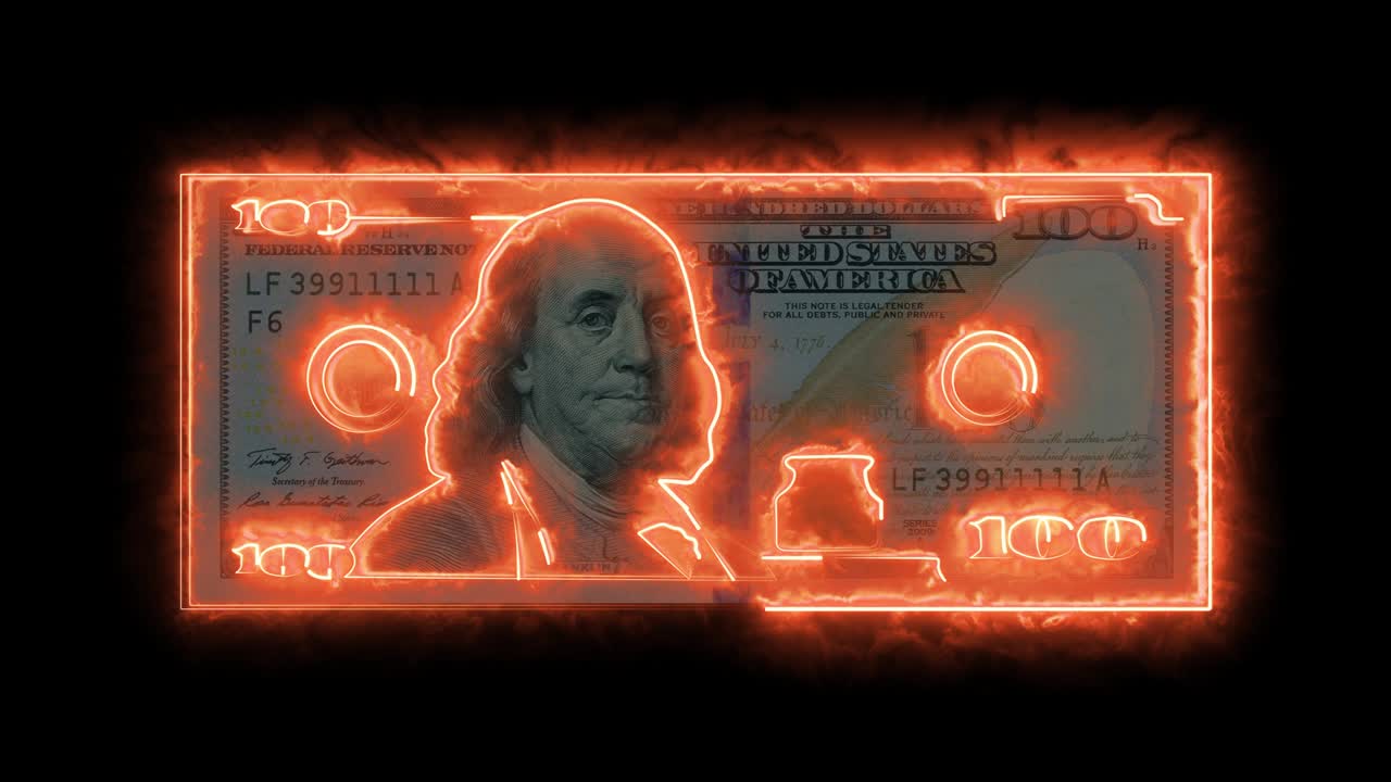 불타는 선으로 구성된 달러 지폐