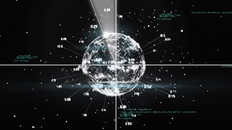 Animation of network of connections with globe over dark background