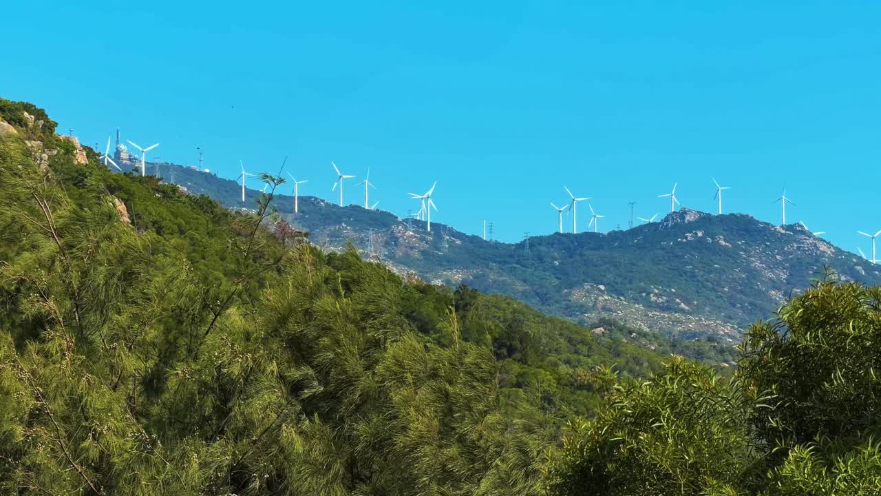 View Of Wind Turbines At Nan'ao Island, Guangdong Province, China - Low Angle Shot