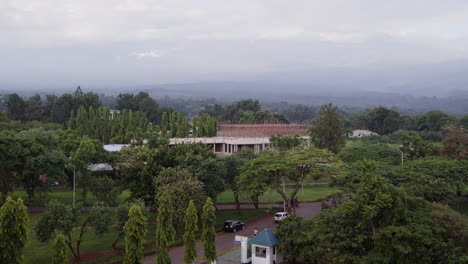 Wide-angle-aerial-view-of-rural-nature-in-Kilimanjaro-City-in-Tanzania