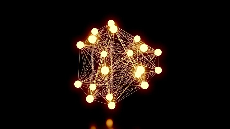 Abstract network undulating in a seamless loop.